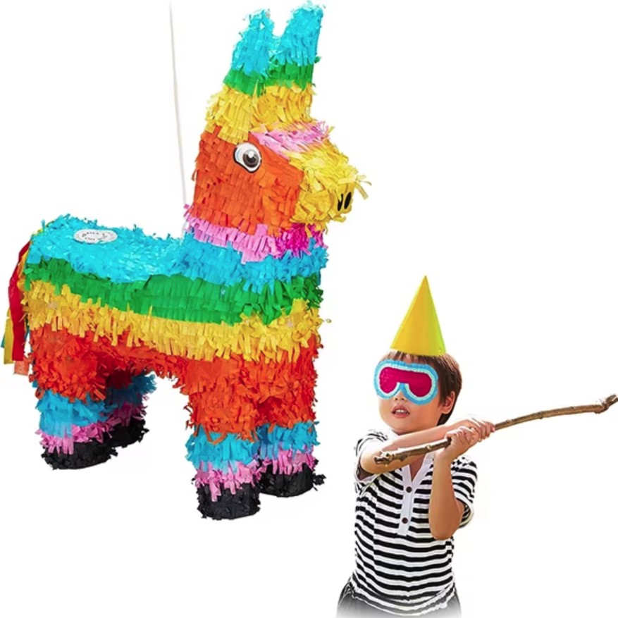 Pinata Magarus pentru Petrecere, Flippy, Pinata din Hartie si Carton, Pinata pentru Copii, 50 x 35 x 10 cm, Multicolor - imagine 4