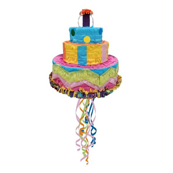 Pinata Tort Aniversar / Birthday Cake pentru Petrecere, Flippy, din Hartie si Carton, Pinata pentru Petreceri, 32 x 28 x 28 cm, Multicolor - imagine 2