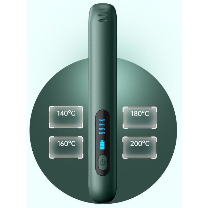 Placa de Par fara Fir, Flippy, Adaptor Tip C, 4 Trepte de Temperatura, Tensiune 5V, Capacitate Baterie 5000 mAh, Indreptat, Ondulat, 23.5x3.3x4.5 cm, Verde - imagine 4