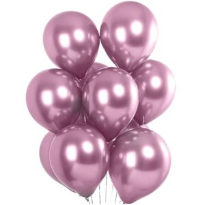 Set 10 Baloane din Latex Chrome, Flippy, Model Party, 23 cm, Mov, 2.2 g