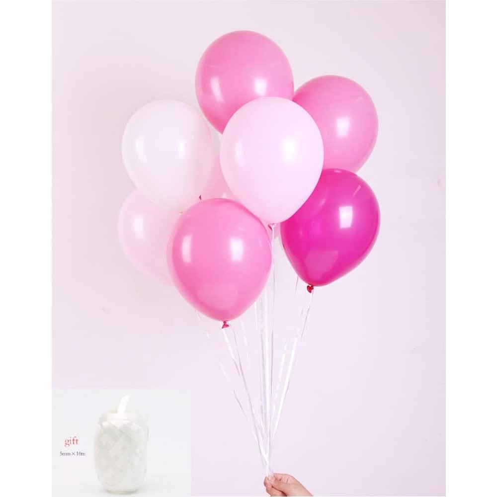 Set 10 Baloane din Latex Metalizate, Flippy, Model Party, 23 cm, Alb si Roz, 2.2 g - imagine 2