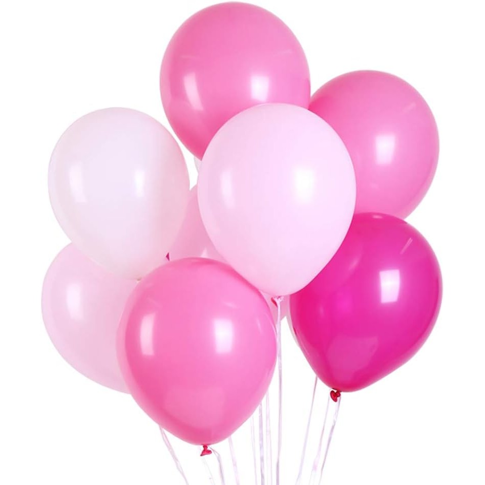 Set 10 Baloane din Latex Metalizate, Flippy, Model Party, 23 cm, Alb si Roz, 2.2 g - imagine 4