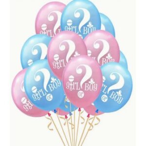Set 10 Baloane din Latex, Flippy, Model Party Gender Reveal, 30 cm, Roz Albastru