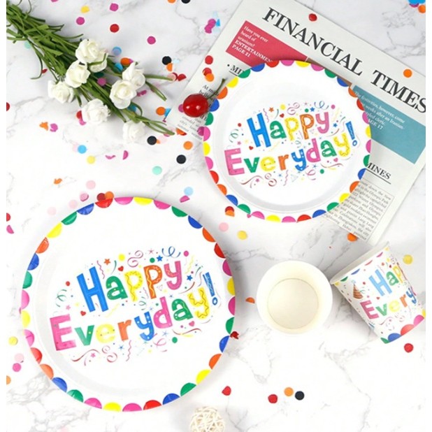 Set 10 Farfurii Happy Everyday, Flippy, 17 cm, din Hartie 300 g, Multicolor - imagine 2