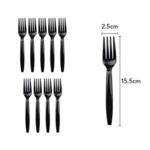 Set 10 Furculite de Unica Folosinta, Flippy,  Plastic, 15.5x2.5 cm, negru