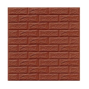 Set 10 Placi Tapet 3D, Flippy, 70 x 77 cm, Grosime 3 mm, din Polietilena, Model Caramida, Suprafata acoperita 5.3 mp, Maro