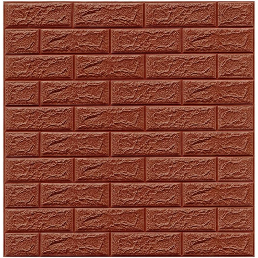 Set 10 Placi Tapet 3D, Flippy, 70 x 77 cm, Grosime 3 mm, din Polietilena, Model Caramida, Suprafata acoperita 5.3 mp, Maro - imagine 3