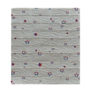 Set 10 Placi de Tapet, Flippy, Autoadezive, 70 x 77 cm, Suprafata Acoperita 5.3 mp, din PVC, Model Stelute Curcubeu, Alb