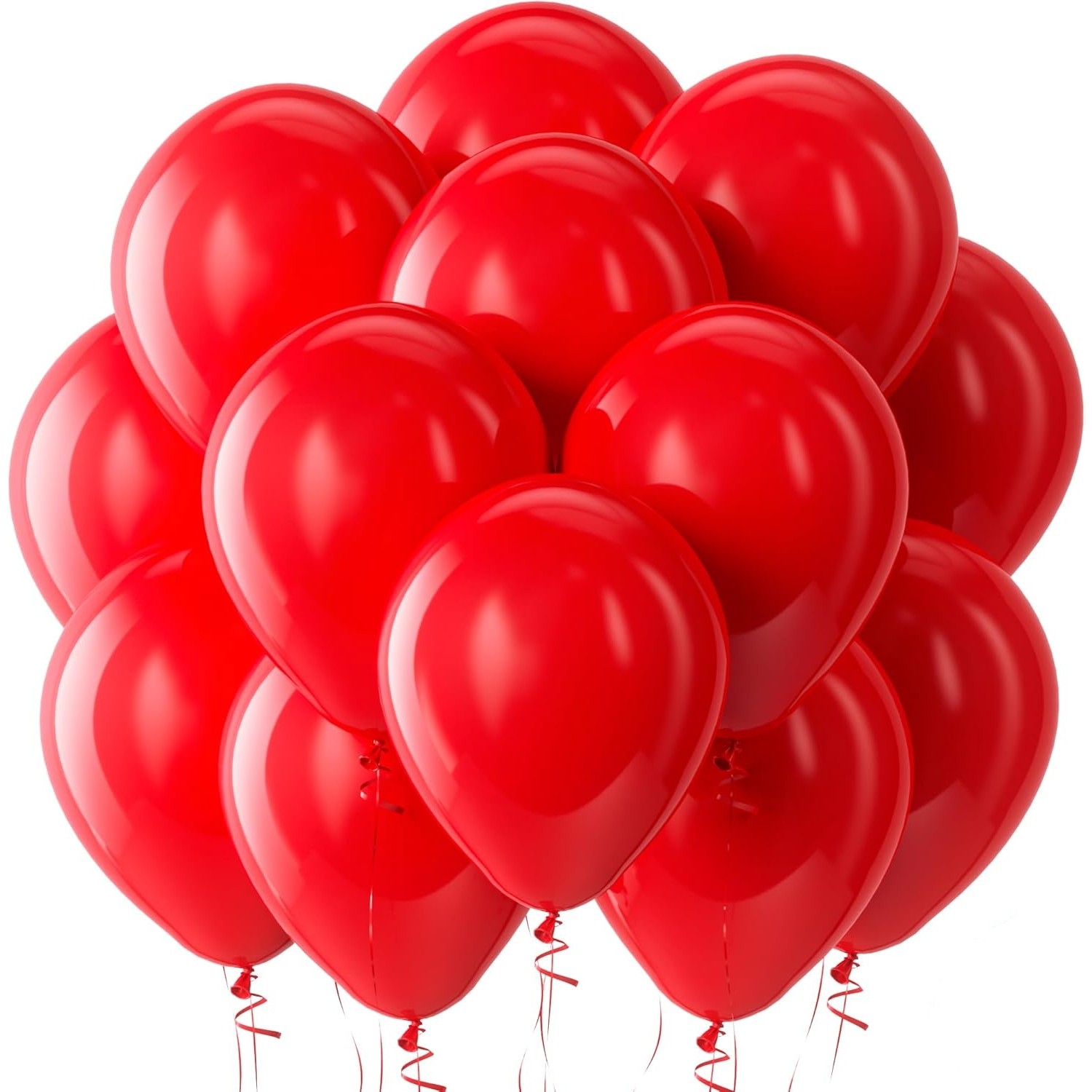 Set 12 Baloane, Flippy, din Latex Standard, 25 cm, Rosu - imagine 4
