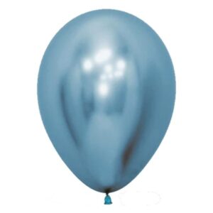 Set 12 Baloane, Flippy, din Latex Chrome, 30 cm, Albastru Deschis