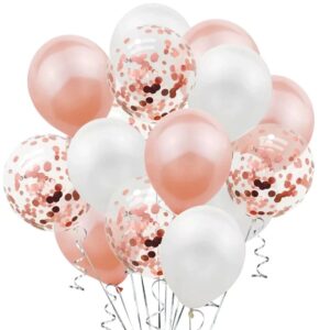 Set 15 baloane pentru petrecere, Flippy, rose gold/ alb, 30 cm