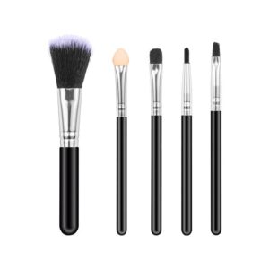 Set 5 Pensule de Machiaj, Flippy, de Voiaj, pentru Fard si Pudra, din Par Sintetic, Negru