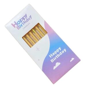 Set 6 Lumanari Lungi, Flippy, din Parafina, 10 x 0.5 cm, Happy Birthday, Bej