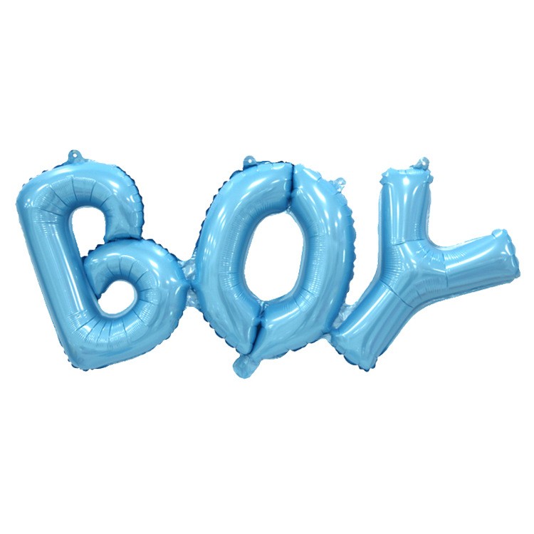 Set Baloane din Folie Metalizat?, Flippy, Model Scris Boy, 38x95 cm, Tematica Baby Shower, Baloane Party, Ambalaj Individual, Pai Inclus, Umflare cu Aer sau Heliu, Albastru