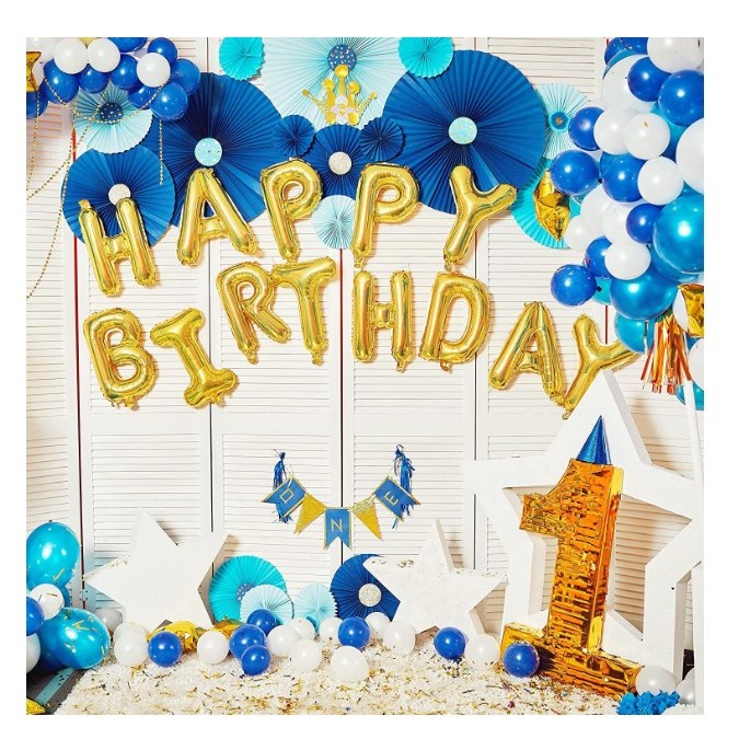 Set 13 Baloane Folie, Flippy, Tip Ghirlanda, Model Happy Birthday, 40 cm, Auriu - imagine 4