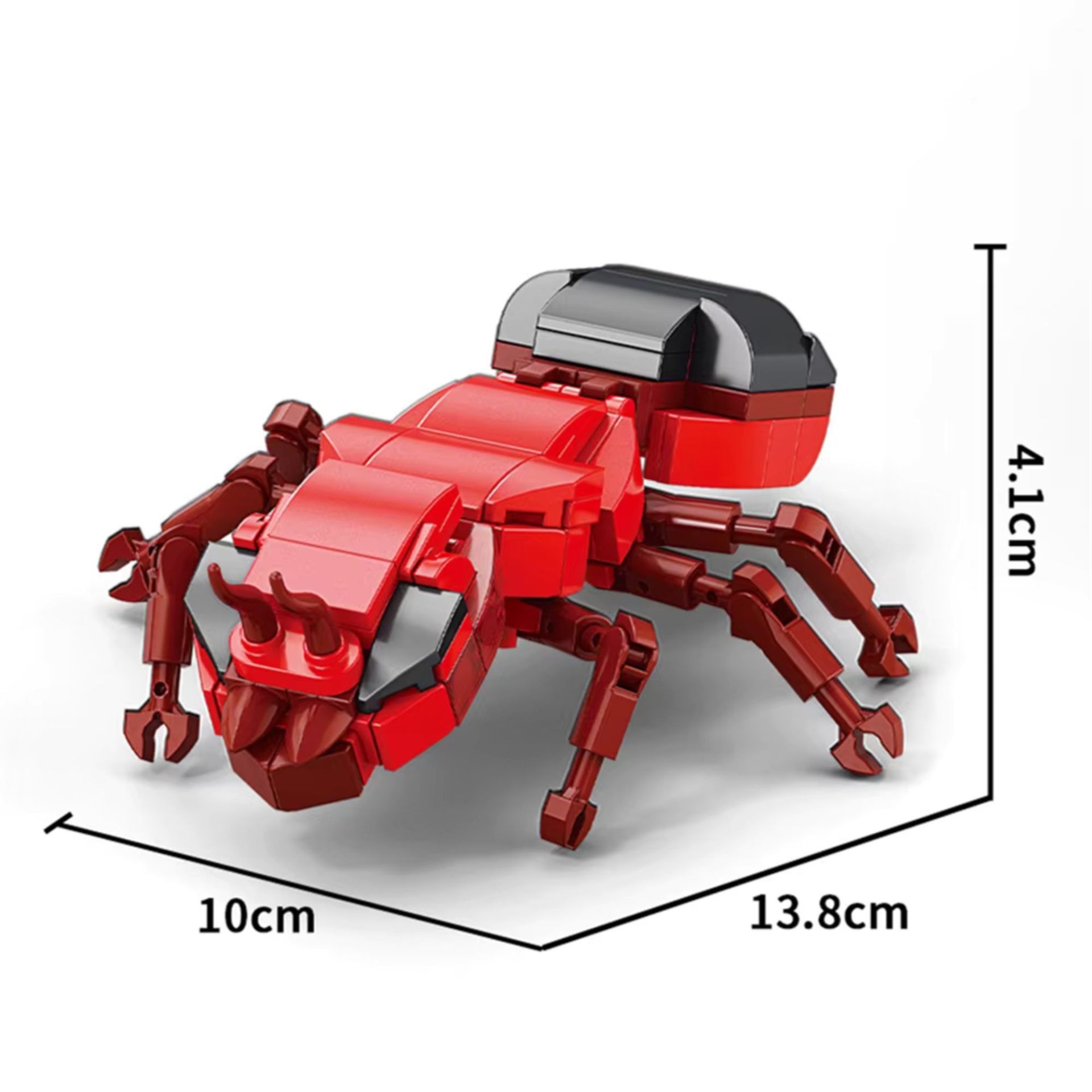 Set de Constructie, Flippy, Model Furnica de Foc, Lumea Insectelor Mini, 128 Piese, Model 3D, Jucarie Educativa STEM, +6 Ani, Plastic ABS, 11 x 7 x 7 cm, Rosu - imagine 3