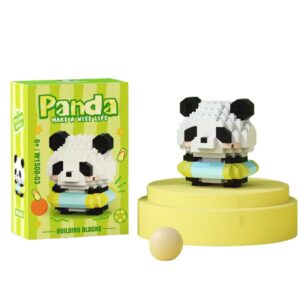 Set de Constructie, Flippy, Model Panda cu Cerc de Inot, 180 Piese, Model 3D, Jucarie Educativa STEM, +6 Ani, Plastic ABS, 7.8 x 4.1 x 11.3 cm, Verde Deschis