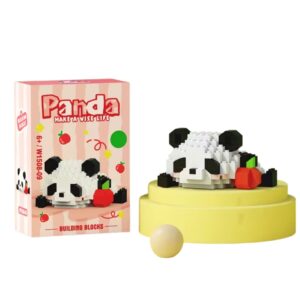 Set de Constructie, Flippy, Model Panda cu Mar, 148 Piese, Model 3D, Jucarie Educativa STEM, +6 Ani, Plastic ABS, 7.8 x 4.1 x 11.3 cm, Rosu