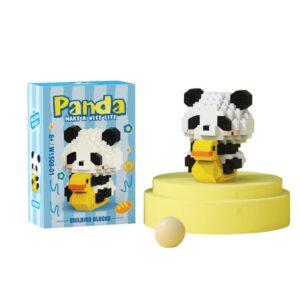 Set de Constructie, Flippy, Model Panda cu Rata, 179 Piese, Model 3D, Jucarie Educativa STEM, +6 Ani, Plastic ABS, 7.8 x 4.1 x 11.3 cm, Albastru Inchis