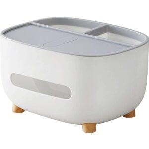 Suport pentru Servetele, Flippy, Cutie Multifunctionala, Design Minimalist, ABS, cu Suport pentru Obiectele Personale, pentru Birou, 21x12x12 cm, Gri
