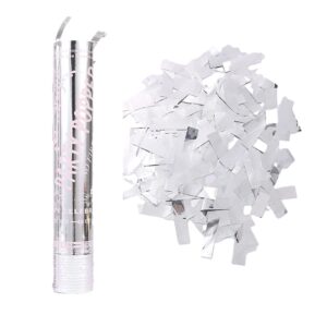 Tub de Confetti, Flippy, Party Popper, 30x5 cm, Confetii Lucioase Rezistente la Foc, Eliberare prin Rasucire, Argintiu
