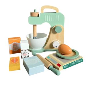 Set de Joaca Educativ, Flippy, Jucarie Montessori Interactiva pentru Gatit, Mixer de Bucatarie din Lemn, Cintar si Ingridiente, 3 ani+, Multicolor
