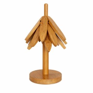 Suport Termic pentru Vase Fierbinti, Flippy, Bambus, Izolatie Termica, Rezistenta la Temperatura Inalta, 21 x 13.5 cm, Maro Deschis